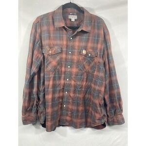 Vintage Carhartt pearl snaps Mens Shirt Long Sleeve Chack Size XL